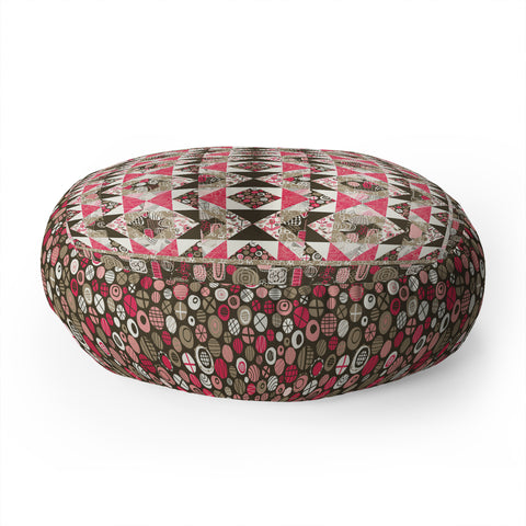 Jenean Morrison Fall Quilt Pink Floor Pillow Round