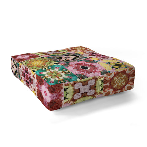 Jenean Morrison Floral Cross Stitch Floor Pillow Square