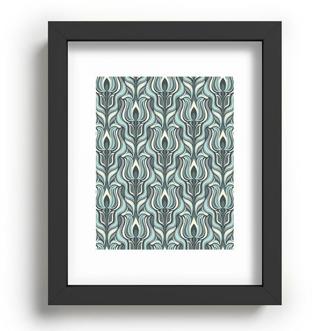 Jenean Morrison Floral Flame in Blue Recessed Framing Rectangle