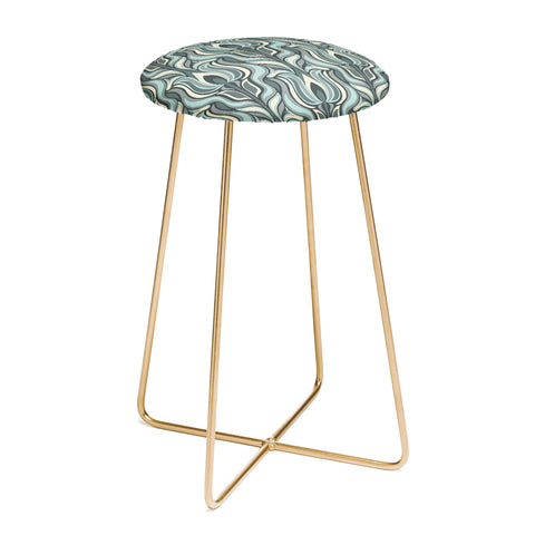 Jenean Morrison Floral Flame in Blue Counter Stool