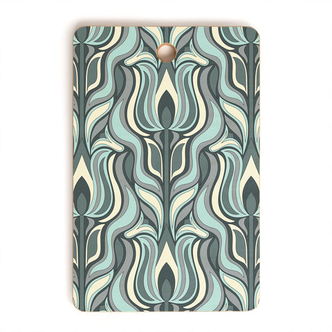 Jenean Morrison Floral Flame in Blue Cutting Board Rectangle