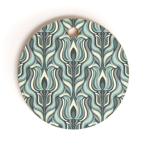 Jenean Morrison Floral Flame in Blue Cutting Board Round