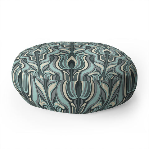Jenean Morrison Floral Flame in Blue Floor Pillow Round