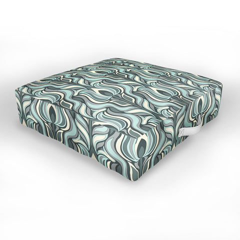 Jenean Morrison Floral Flame in Blue Outdoor Floor Cushion