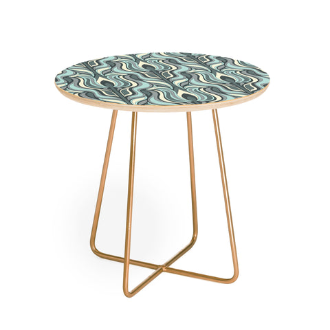 Jenean Morrison Floral Flame in Blue Round Side Table