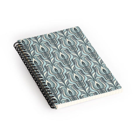 Jenean Morrison Floral Flame in Blue Spiral Notebook