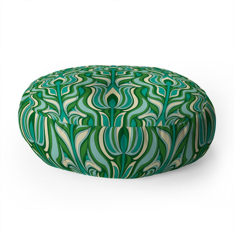 Jenean Morrison Floral Flame in Green Floor Pillow Round