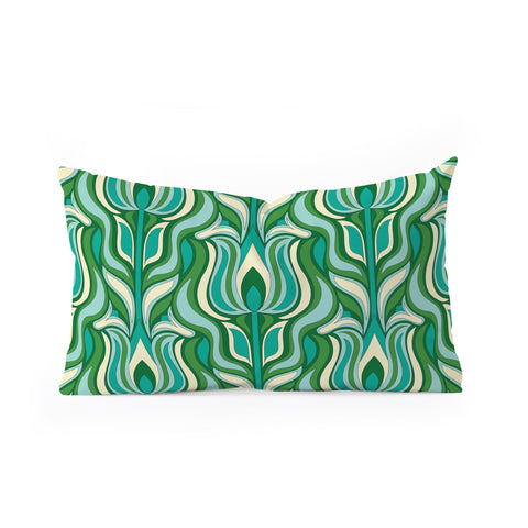 Jenean Morrison Floral Flame in Green Oblong Throw Pillow