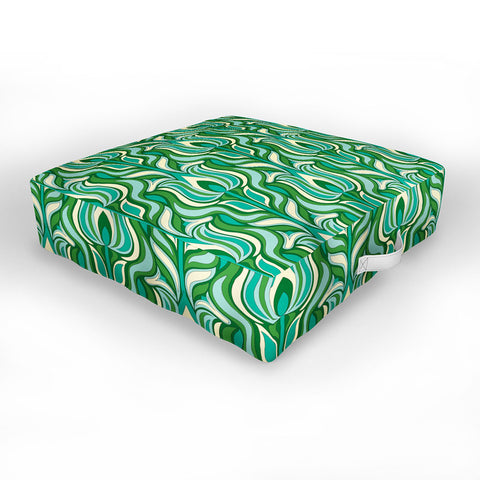 Jenean Morrison Floral Flame in Green Outdoor Floor Cushion