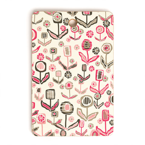 Jenean Morrison Floral Playground Pink Cutting Board Rectangle