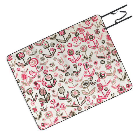 Jenean Morrison Floral Playground Pink Picnic Blanket