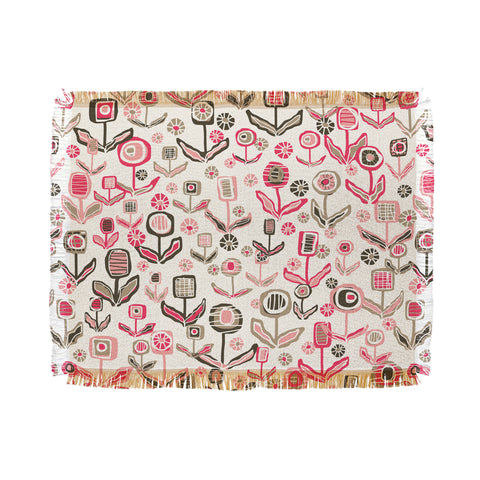 Jenean Morrison Floral Playground Pink Throw Blanket