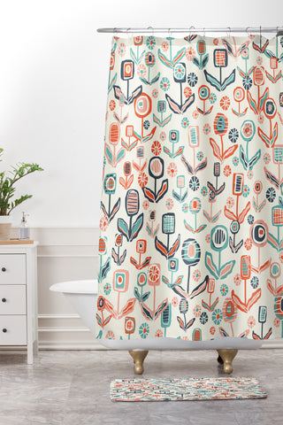 Jenean Morrison Floral Playground Shower Curtain And Mat