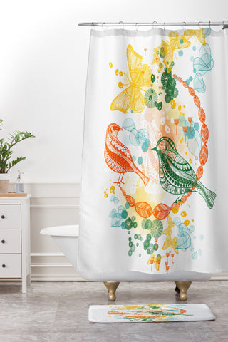 Jenean Morrison Flower and Flight Shower Curtain And Mat