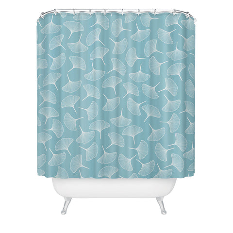 Jenean Morrison Ginkgo Away With Me Blue Shower Curtain