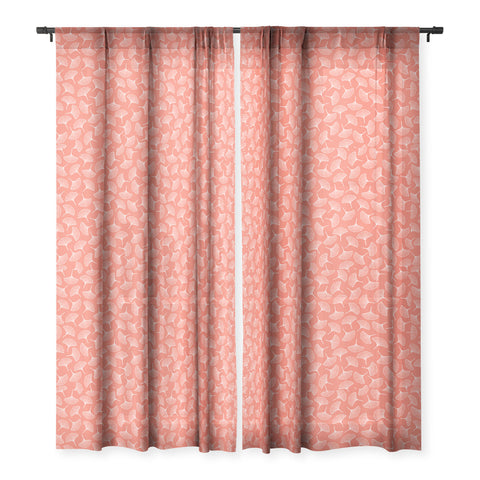 Jenean Morrison Ginkgo Away With Me Coral Sheer Window Curtain