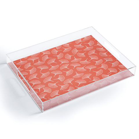 Jenean Morrison Ginkgo Away With Me Coral Acrylic Tray