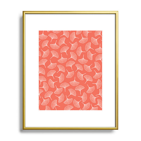 Jenean Morrison Ginkgo Away With Me Coral Metal Framed Art Print