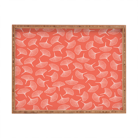 Jenean Morrison Ginkgo Away With Me Coral Rectangular Tray