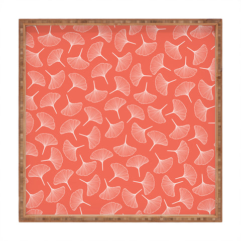 Jenean Morrison Ginkgo Away With Me Coral Square Tray