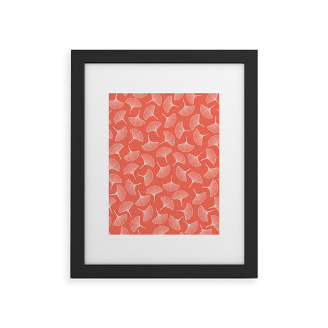 Jenean Morrison Ginkgo Away With Me Coral Framed Art Print