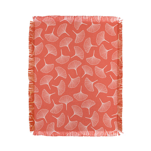 Jenean Morrison Ginkgo Away With Me Coral Throw Blanket