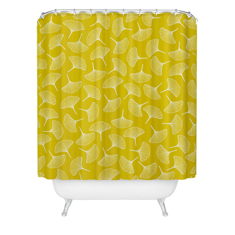 Jenean Morrison Ginkgo Away With Me Yellow Shower Curtain