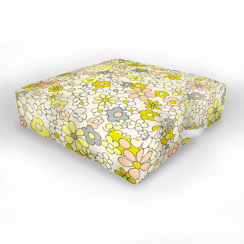 Jenean Morrison Happy Together in Yellow Outdoor Floor Cushion