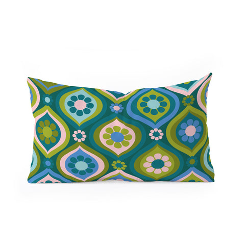 Jenean Morrison Ogee Floral Blue Oblong Throw Pillow