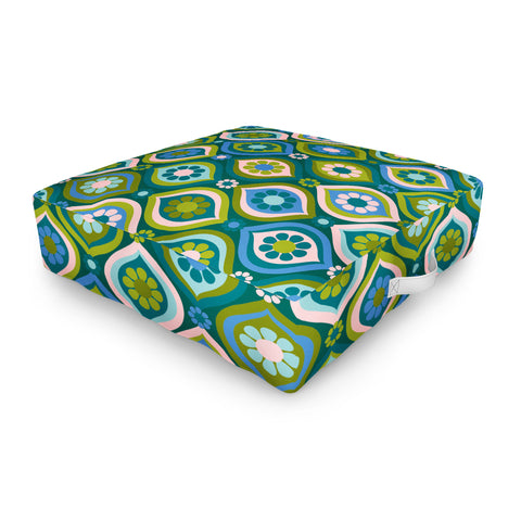 Jenean Morrison Ogee Floral Blue Outdoor Floor Cushion