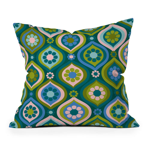 Jenean Morrison Ogee Floral Blue Throw Pillow