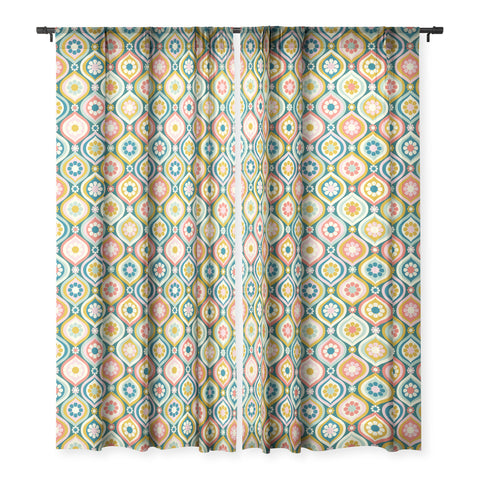 Jenean Morrison Ogee Floral Multicolor Sheer Window Curtain