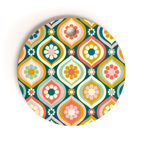 Jenean Morrison Ogee Floral Multicolor Cutting Board Round