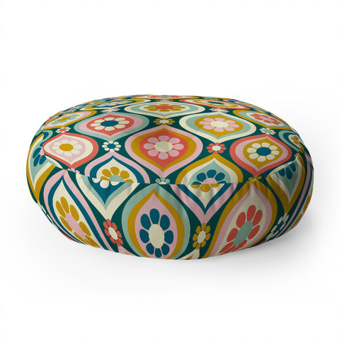 Jenean Morrison Ogee Floral Multicolor Floor Pillow Round