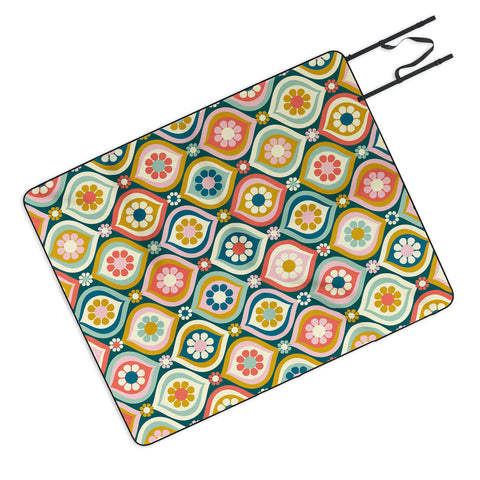 Jenean Morrison Ogee Floral Multicolor Picnic Blanket