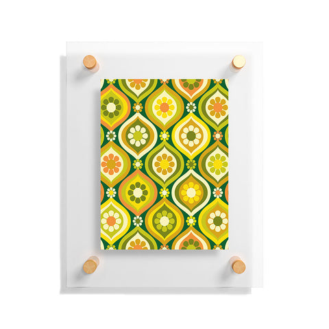 Jenean Morrison Ogee Floral Orange and Green Floating Acrylic Print