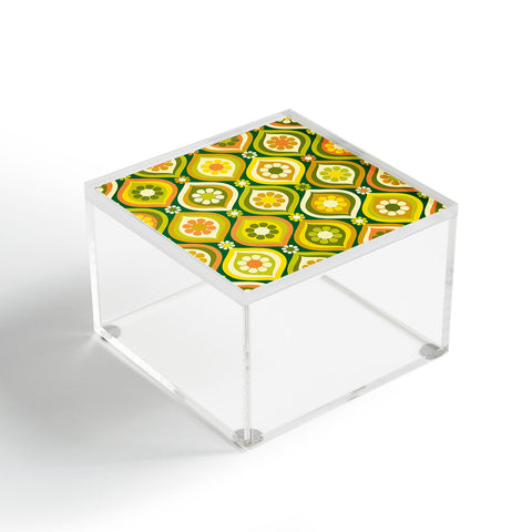 Jenean Morrison Ogee Floral Orange and Green Acrylic Box