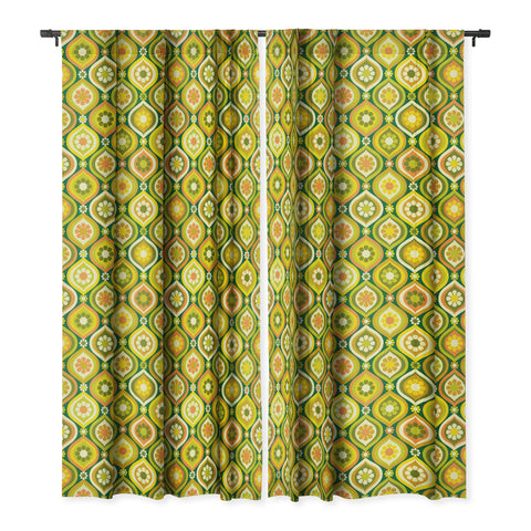 Jenean Morrison Ogee Floral Orange and Green Blackout Window Curtain