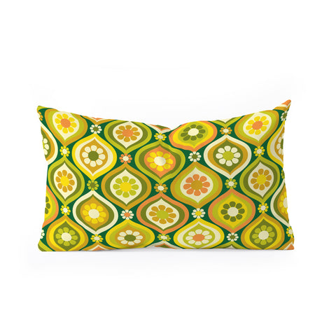 Jenean Morrison Ogee Floral Orange and Green Oblong Throw Pillow