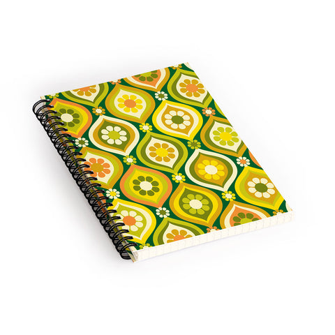 Jenean Morrison Ogee Floral Orange and Green Spiral Notebook