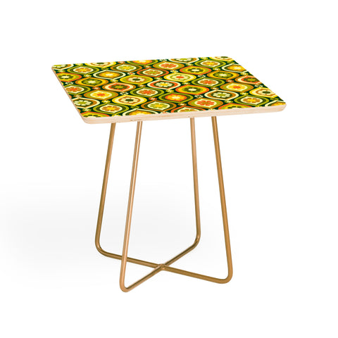 Jenean Morrison Ogee Floral Orange and Green Side Table