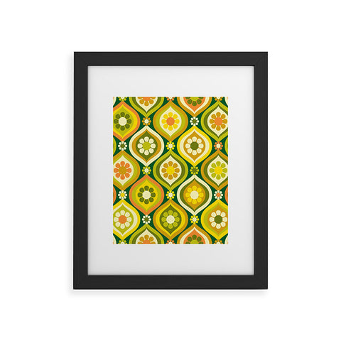 Jenean Morrison Ogee Floral Orange and Green Framed Art Print
