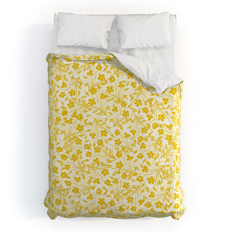 Jenean Morrison Pale Flower Yellow Duvet Cover