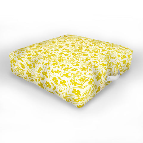 Jenean Morrison Pale Flower Yellow Outdoor Floor Cushion