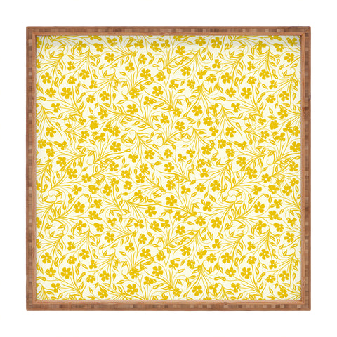 Jenean Morrison Pale Flower Yellow Square Tray