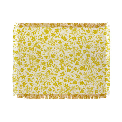 Jenean Morrison Pale Flower Yellow Throw Blanket
