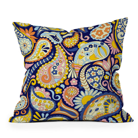 Jenean Morrison Pretty Paisley in Blue Outdoor Throw Pillow