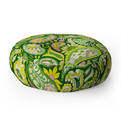 Jenean Morrison Pretty Paisley in Green Floor Pillow Round