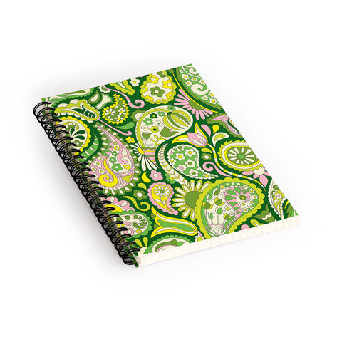 Jenean Morrison Pretty Paisley in Green Spiral Notebook