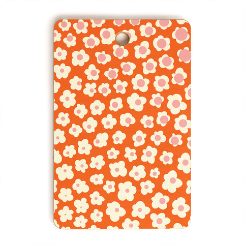 Jenean Morrison Sunny Side Floral in Orange Cutting Board Rectangle